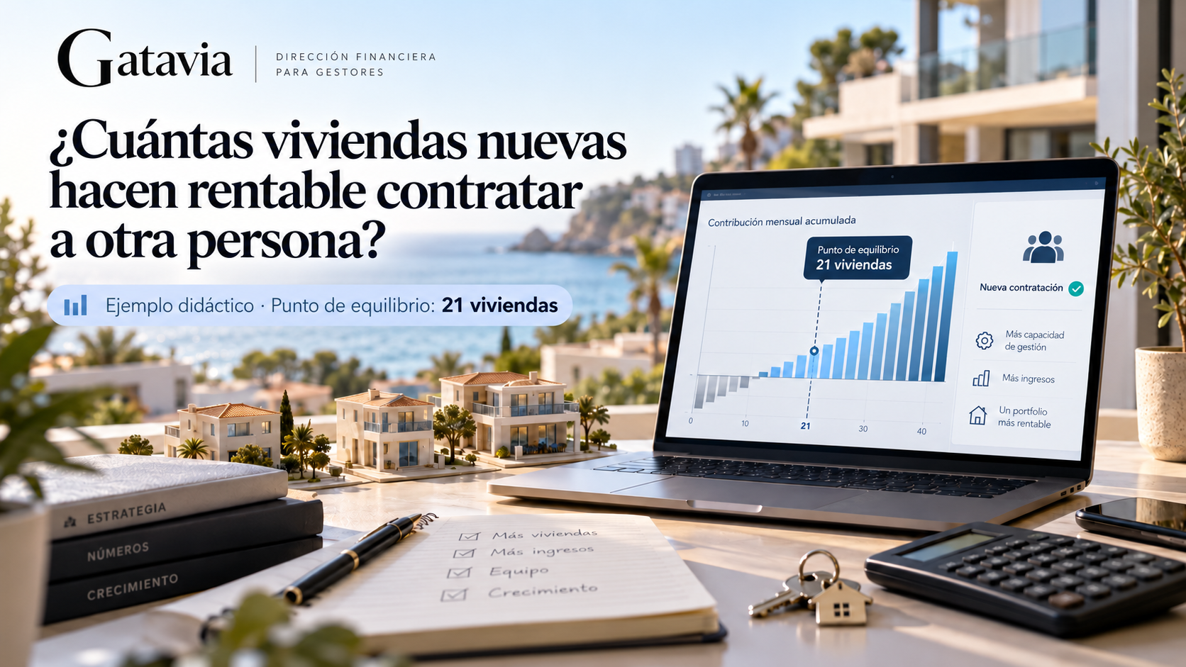 ¿Cuántas viviendas nuevas hacen rentable contratar a otra persona en una gestora vacacional?